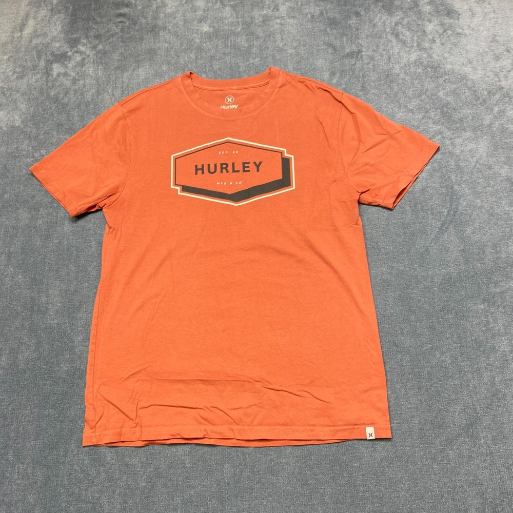 Hurley T Shirt Mens Small Orange Cotton Graphic Print All Day Comfort Summer Tee